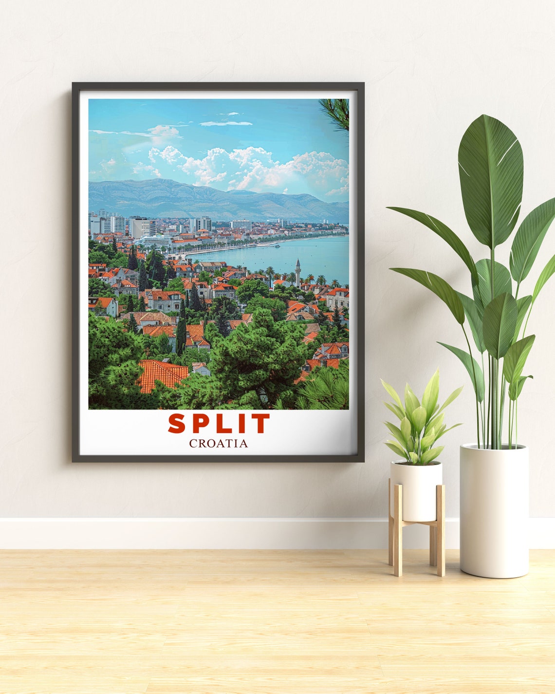 Split Croatia Panoramic Red Rooftops Bay Marjan Hill View Poster - Image 3