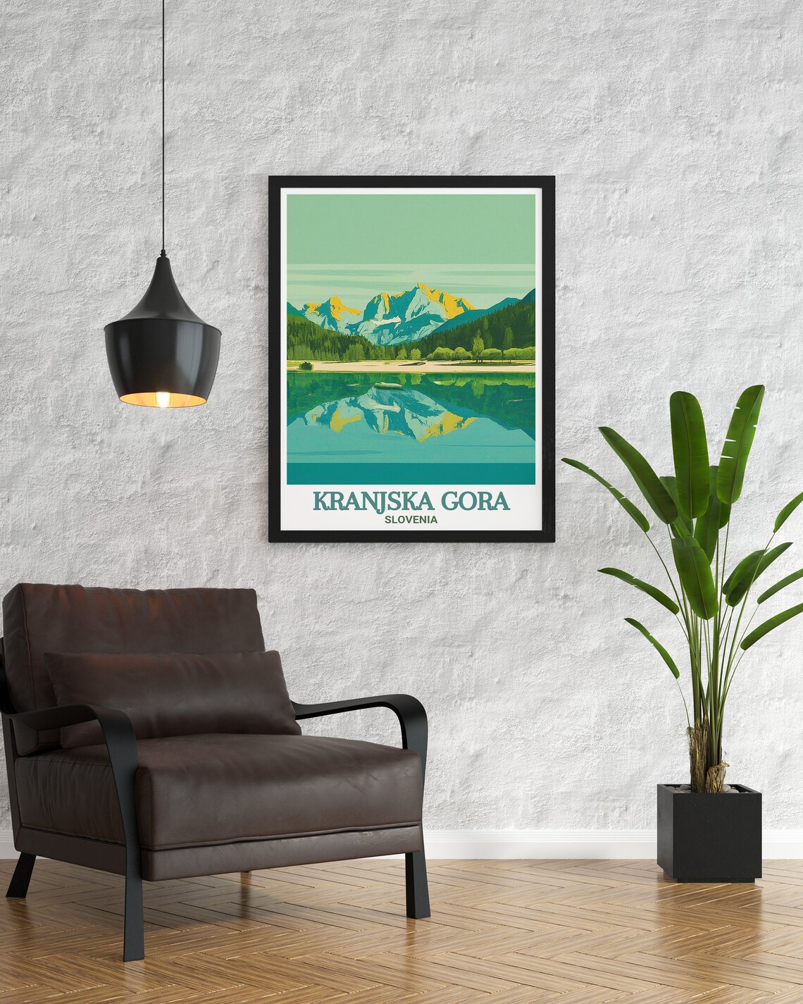 Kranjska Gora Lake Reflection Golden Peaks Retro Travel Poster - Image 2
