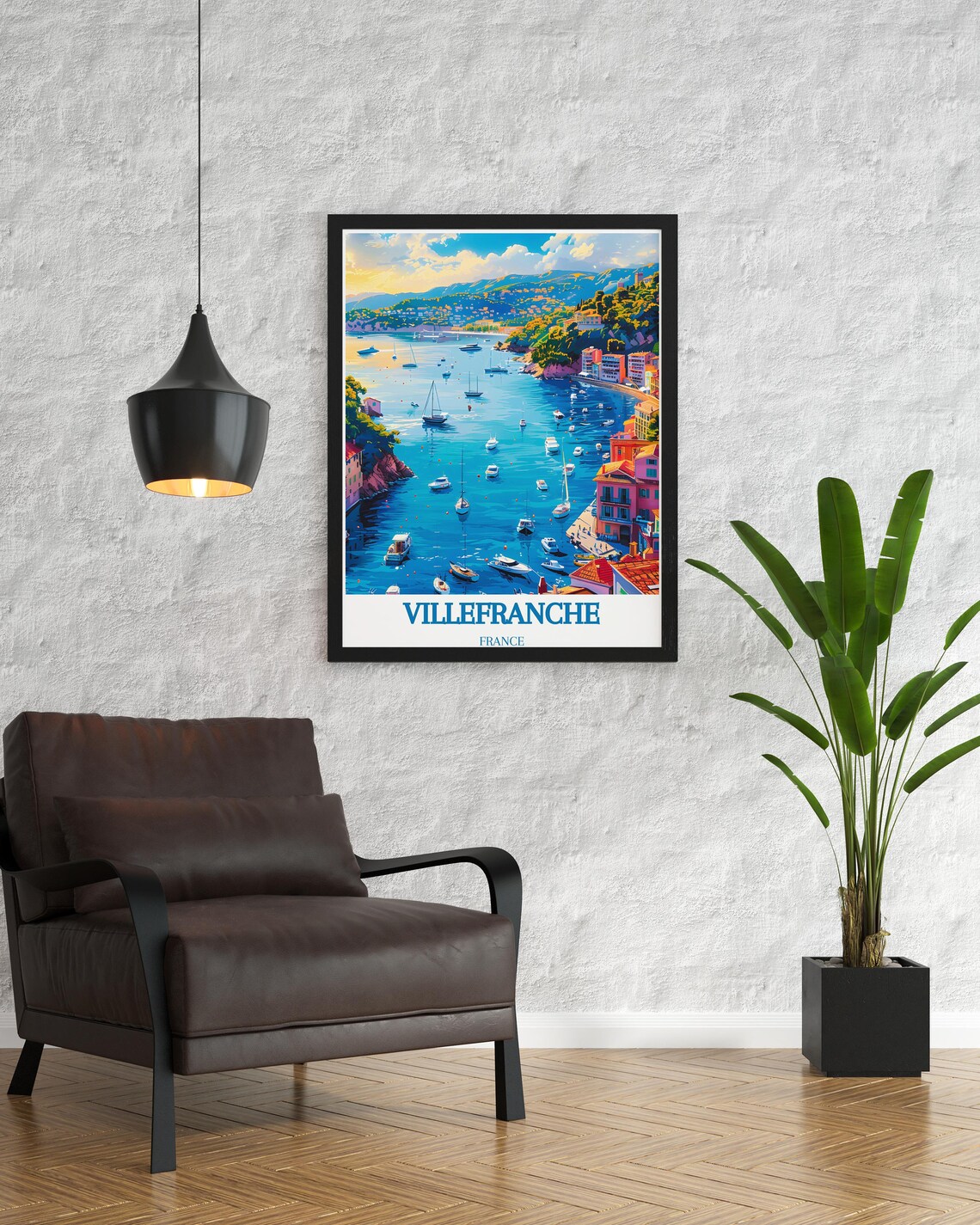 Villefranche France Harbor Sailboats Charming Retro Travel Poster - Image 2