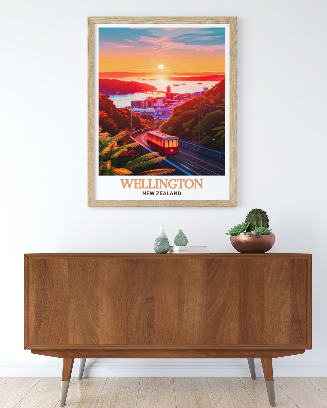 Wellington Cable Car Sunset Harbor Kelburn New Zealand Poster - Image 3