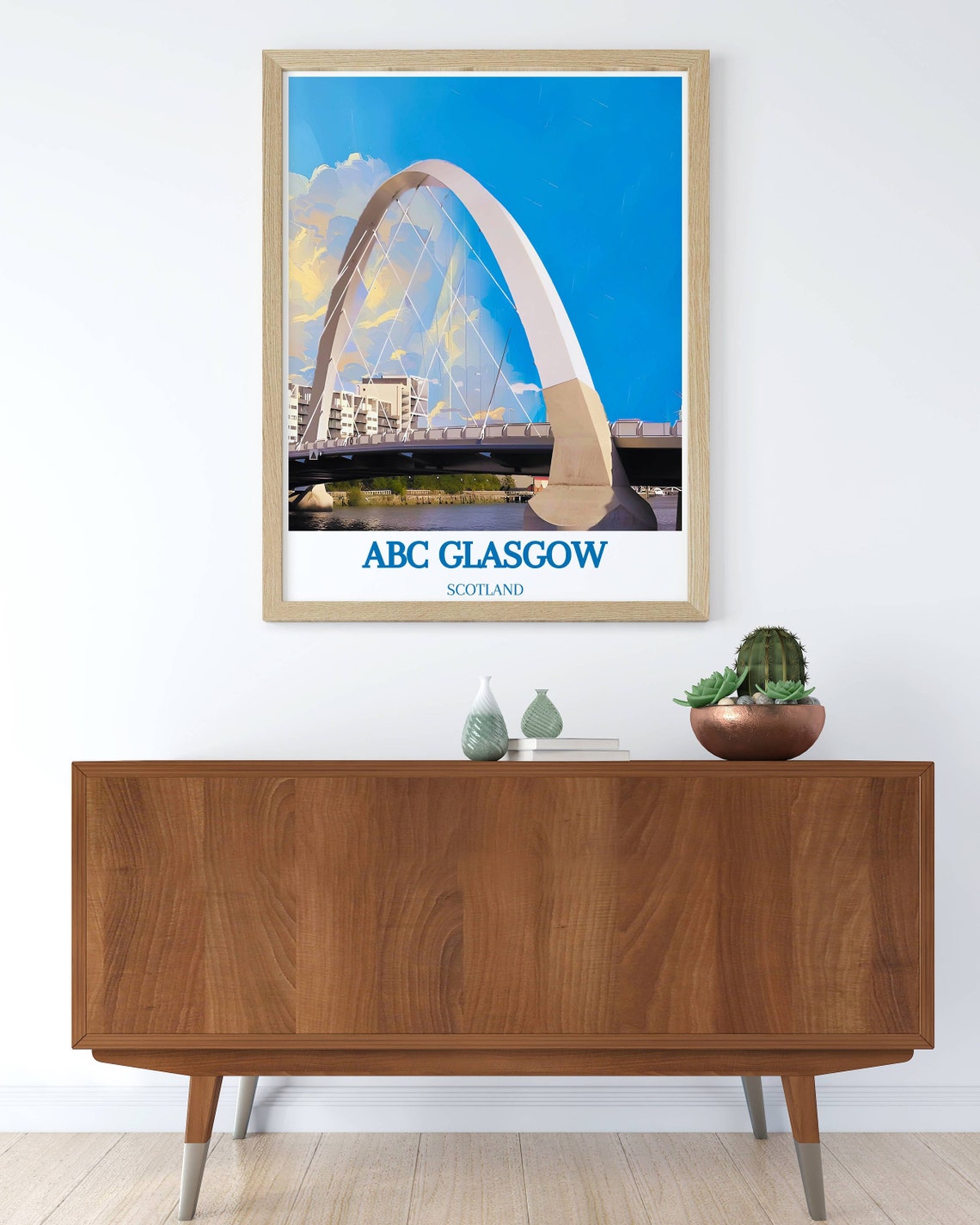 Glasgow Scotland Travel Poster Clyde Arc Bridge Modern Arch Art - Image 3