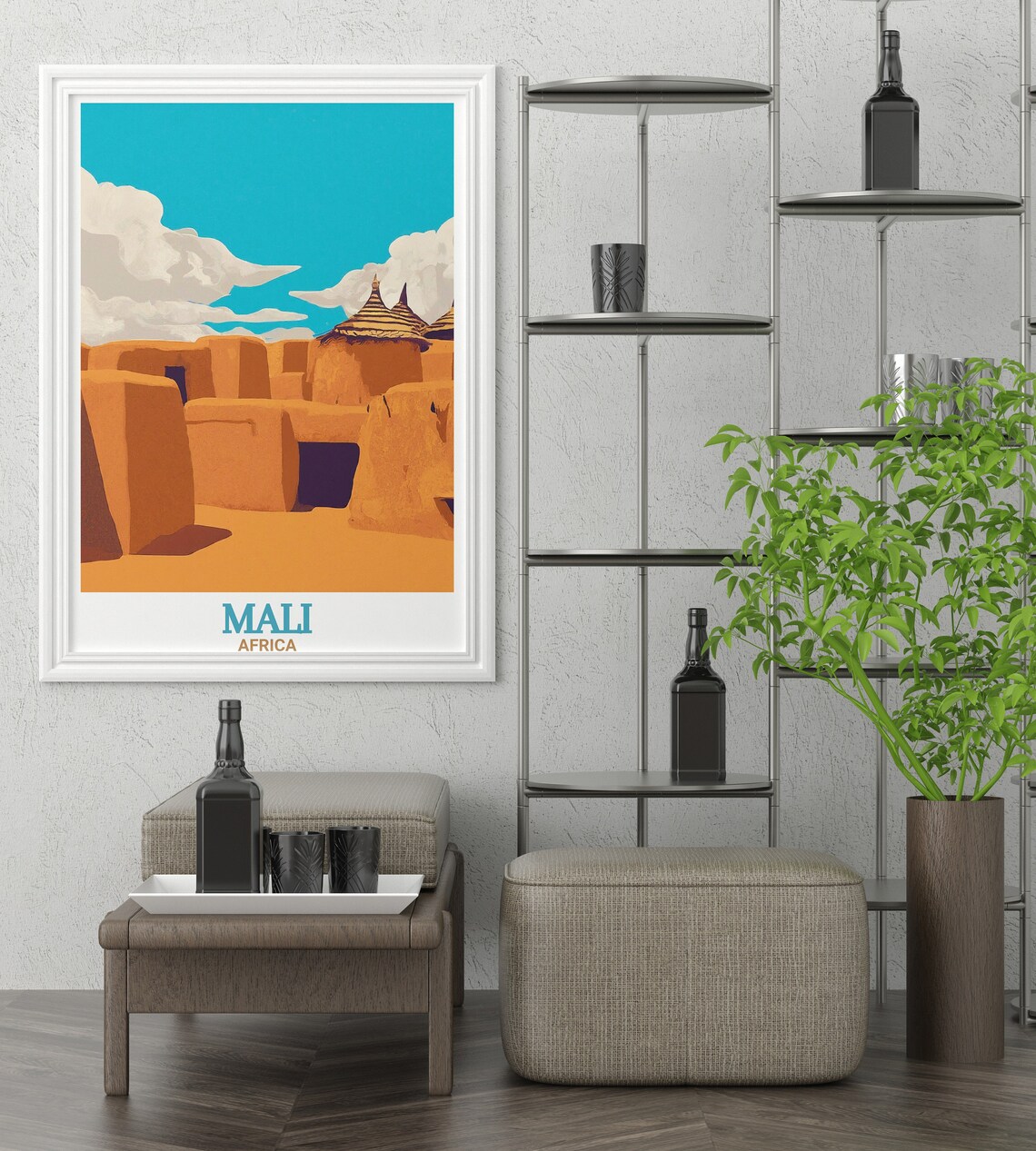 Mali Africa Bandiagara Escarpment Adobe Village Scene Poster - Image 2