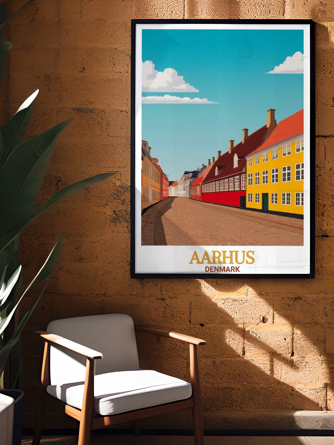 Aarhus Denmark Colorful Historic Houses Old Street Cityscape Poster - Image 2