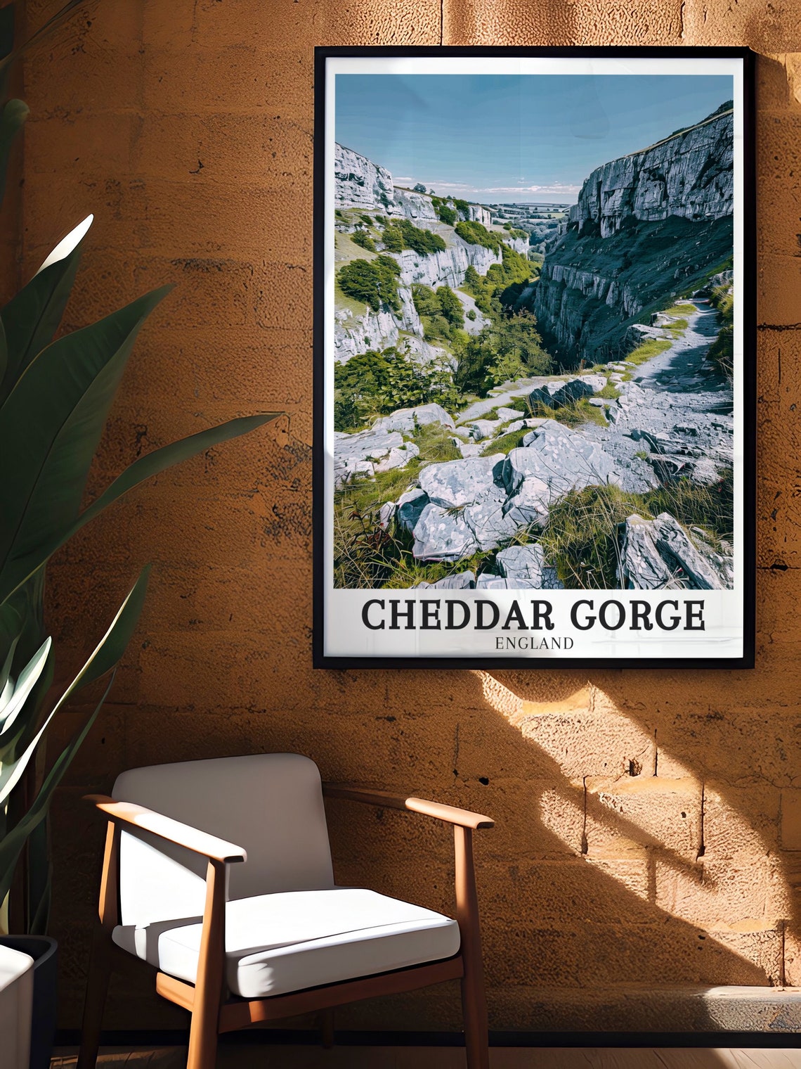 Cheddar Gorge England Limestone Pavement Rocky Trail Travel Poster - Image 2