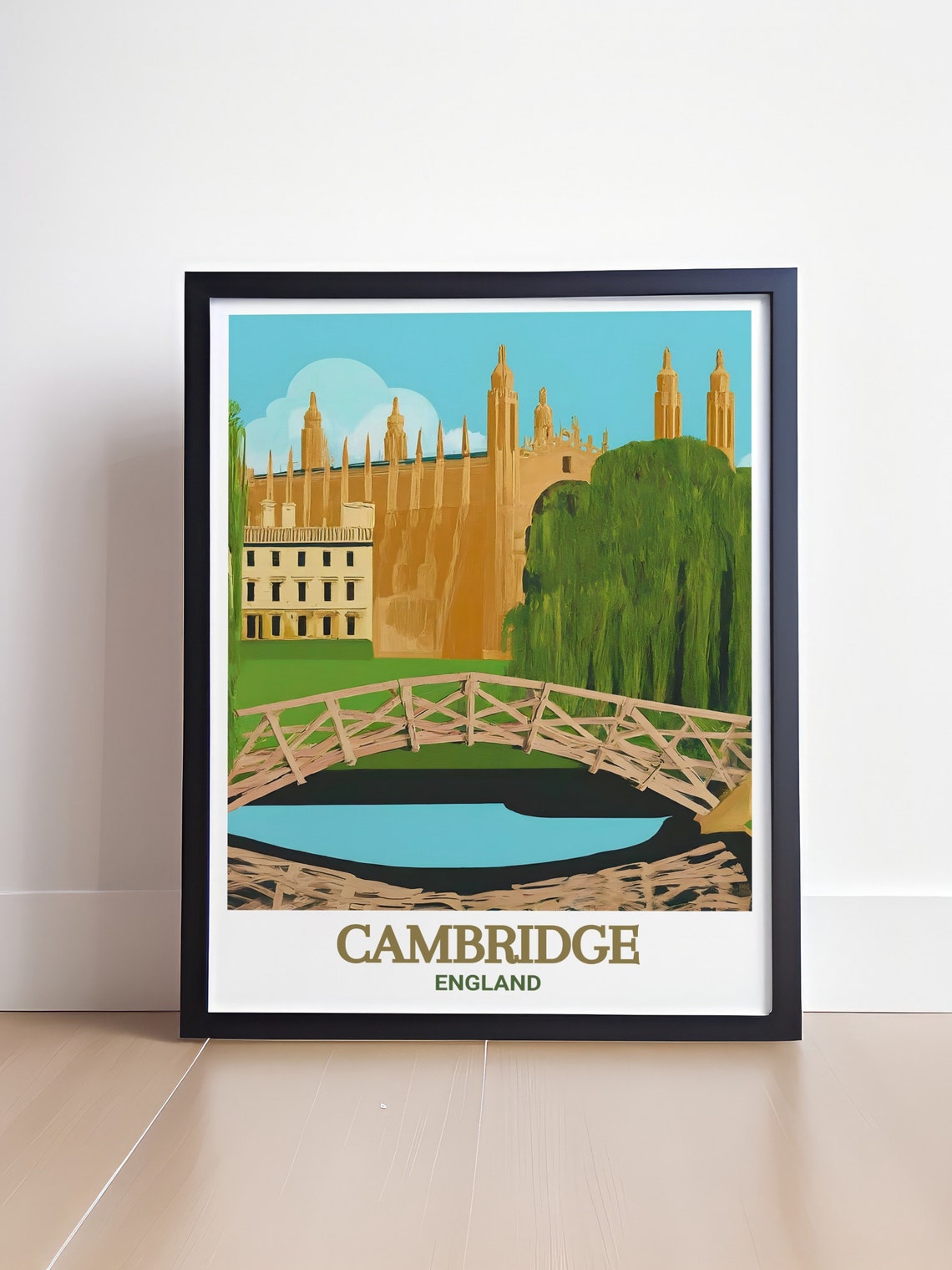 Cambridge Mathematical Bridge Queens College River Cam Poster - Image 4