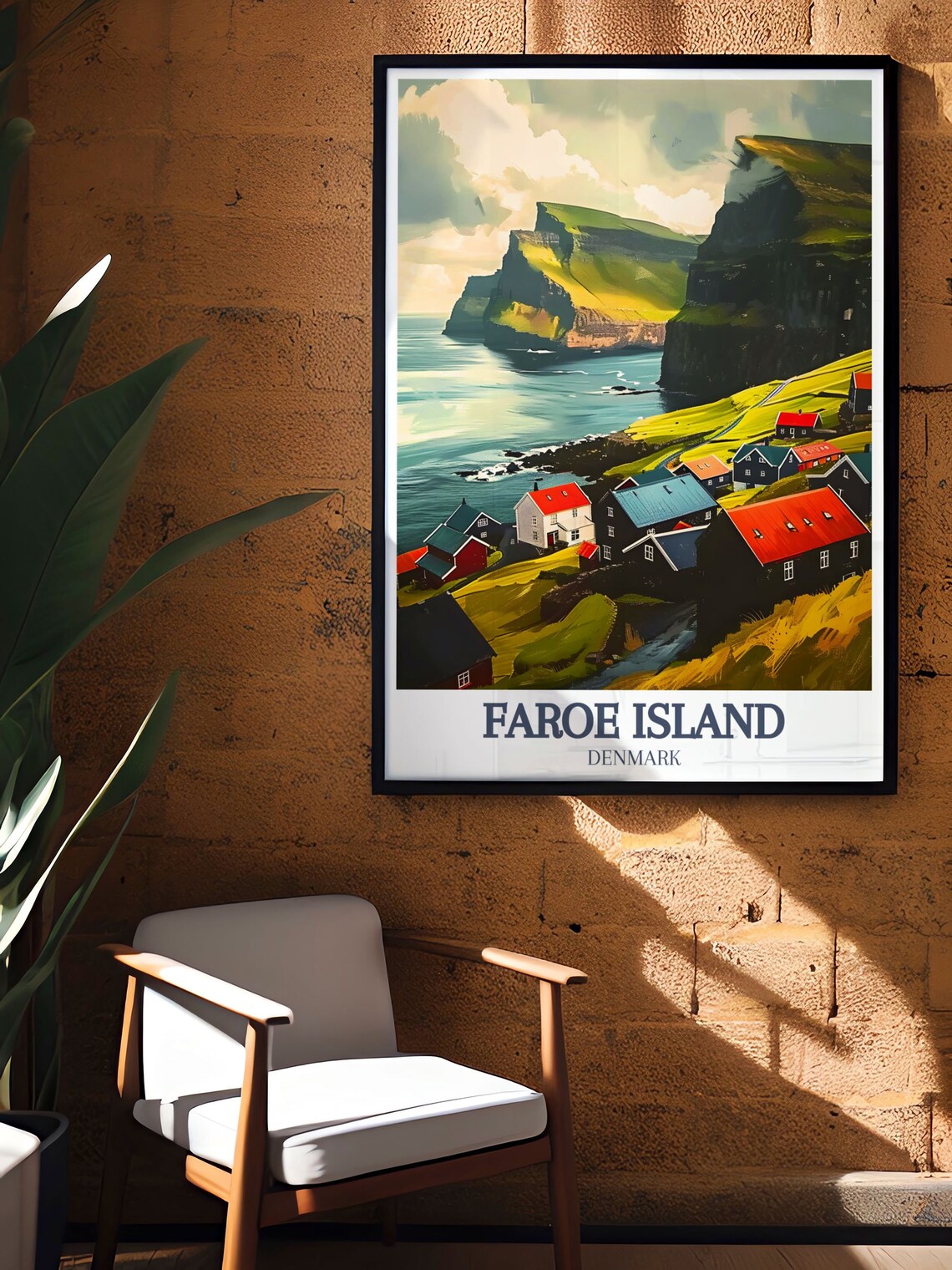 Faroe Islands Bour Village Coastal Cliffs Atlantic View Poster - Image 2