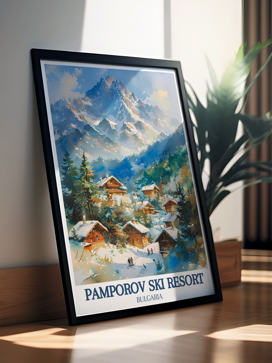 Pamporovo Ski Resort Alpine Chalets in Fresh Snow Bulgaria Poster - Image 2