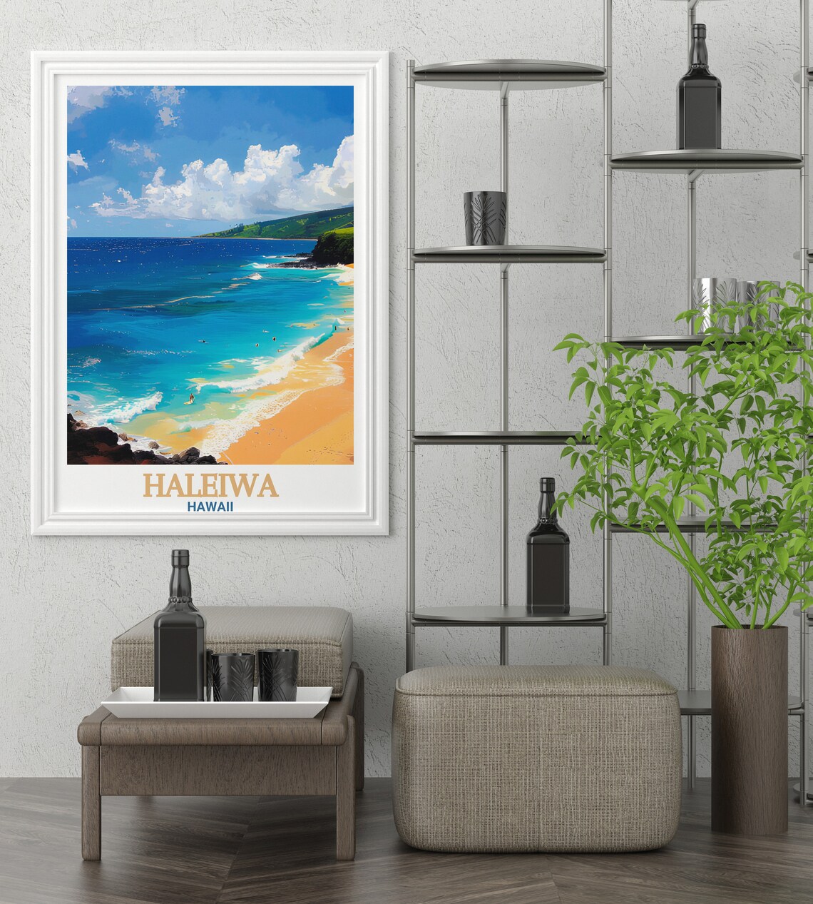 Hawaii Haleiwa Waimea Bay Turquoise Surf Golden Beach Poster - Image 3