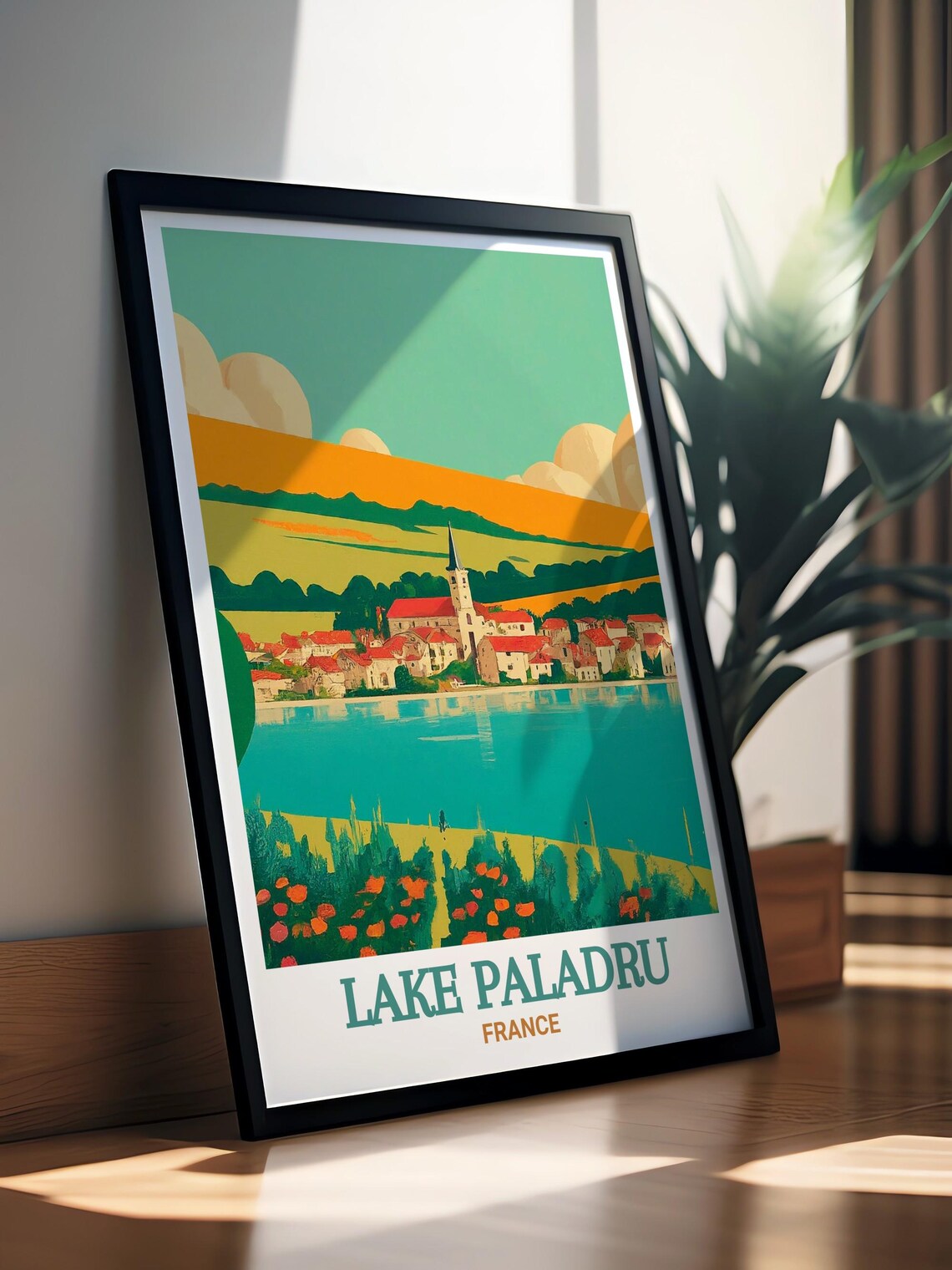 Lake Paladru France Lakeside Village Red Roof Houses Travel Poster - Image 3