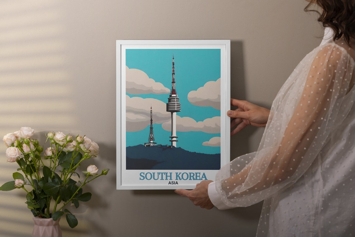 N Seoul Tower Namsan Mountain Iconic South Korea Travel Poster - Image 2