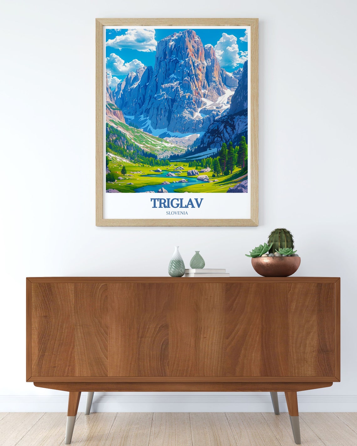 Triglav Slovenia Alpine Meadow Valley Stream Landscape View Poster - Image 2