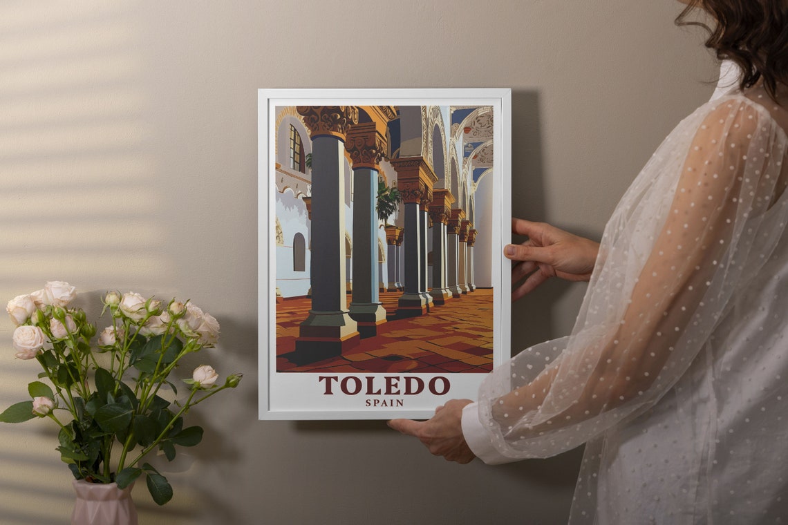 Toledo Spain Grand Stone Arcade Historic Palace Interior Poster - Image 3