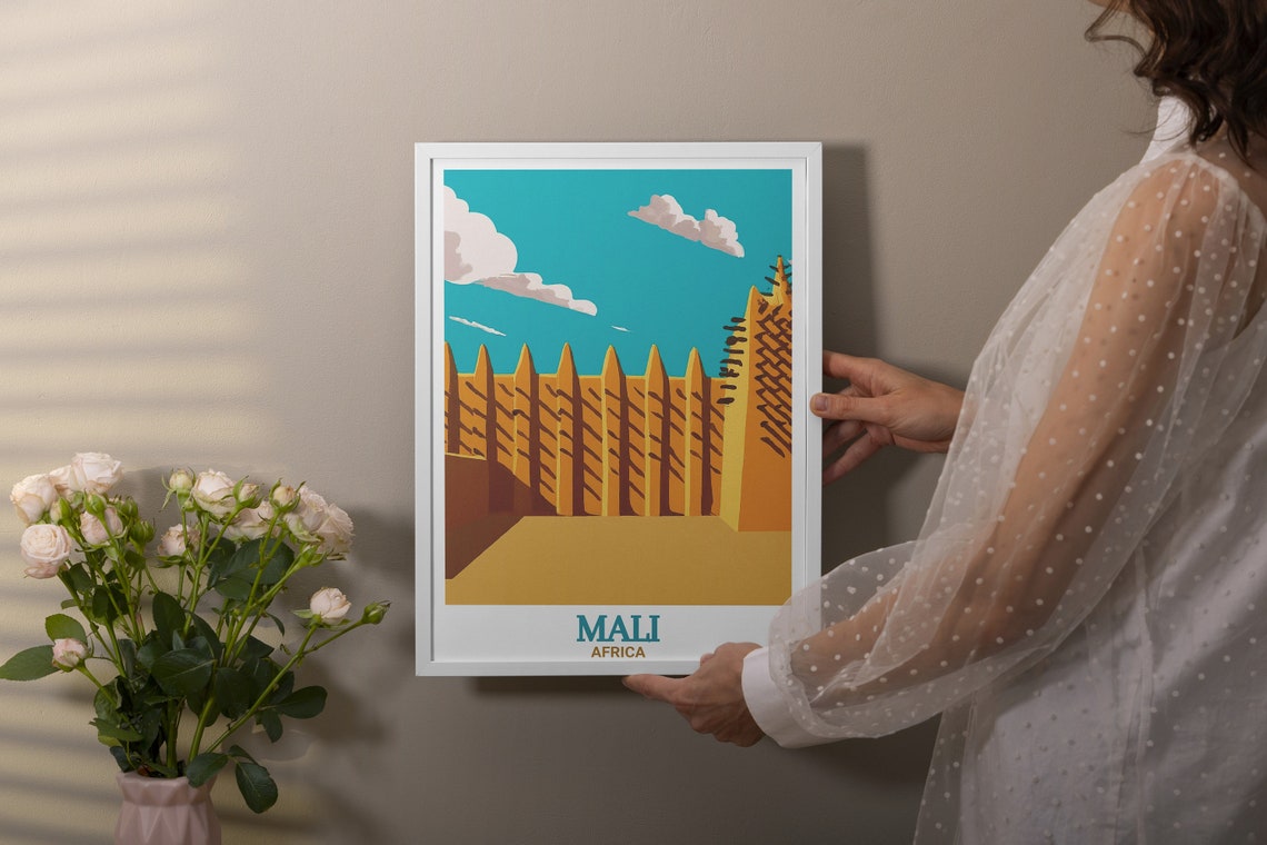 Mali Africa Great Mosque of Djenne Mud Architecture Scene Poster - Image 3