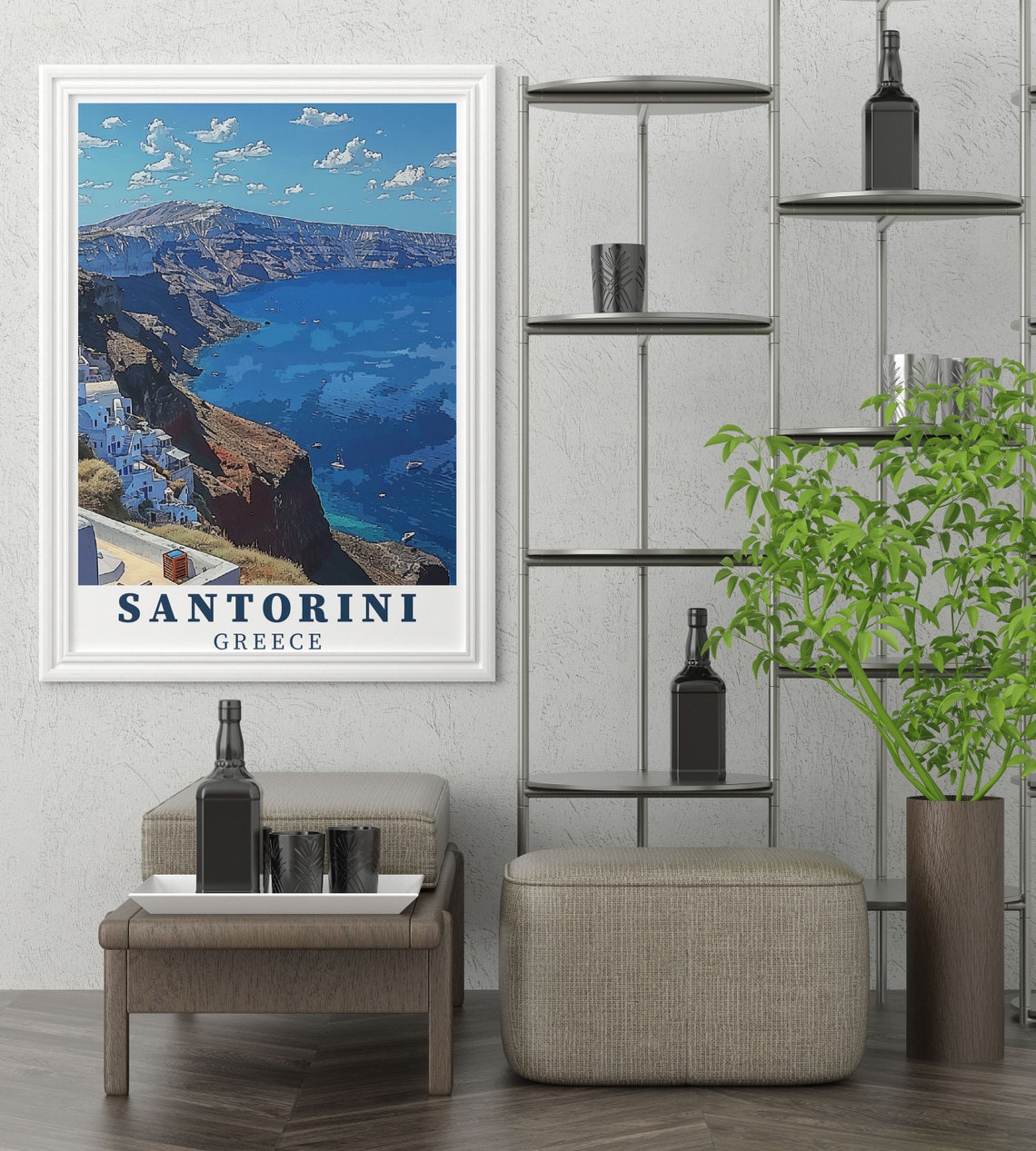 Santorini Greece Caldera Cliffs Whitewashed Houses Sea Travel Poster - Image 3