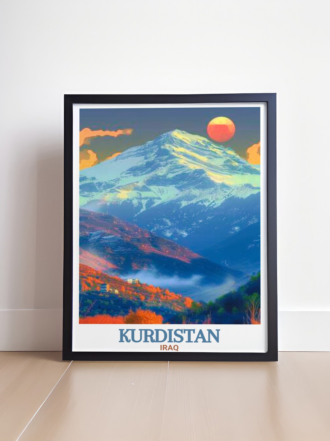 Kurdistan Iraq Scenic Snowcapped Mountain Sunset Travel Poster - Image 4
