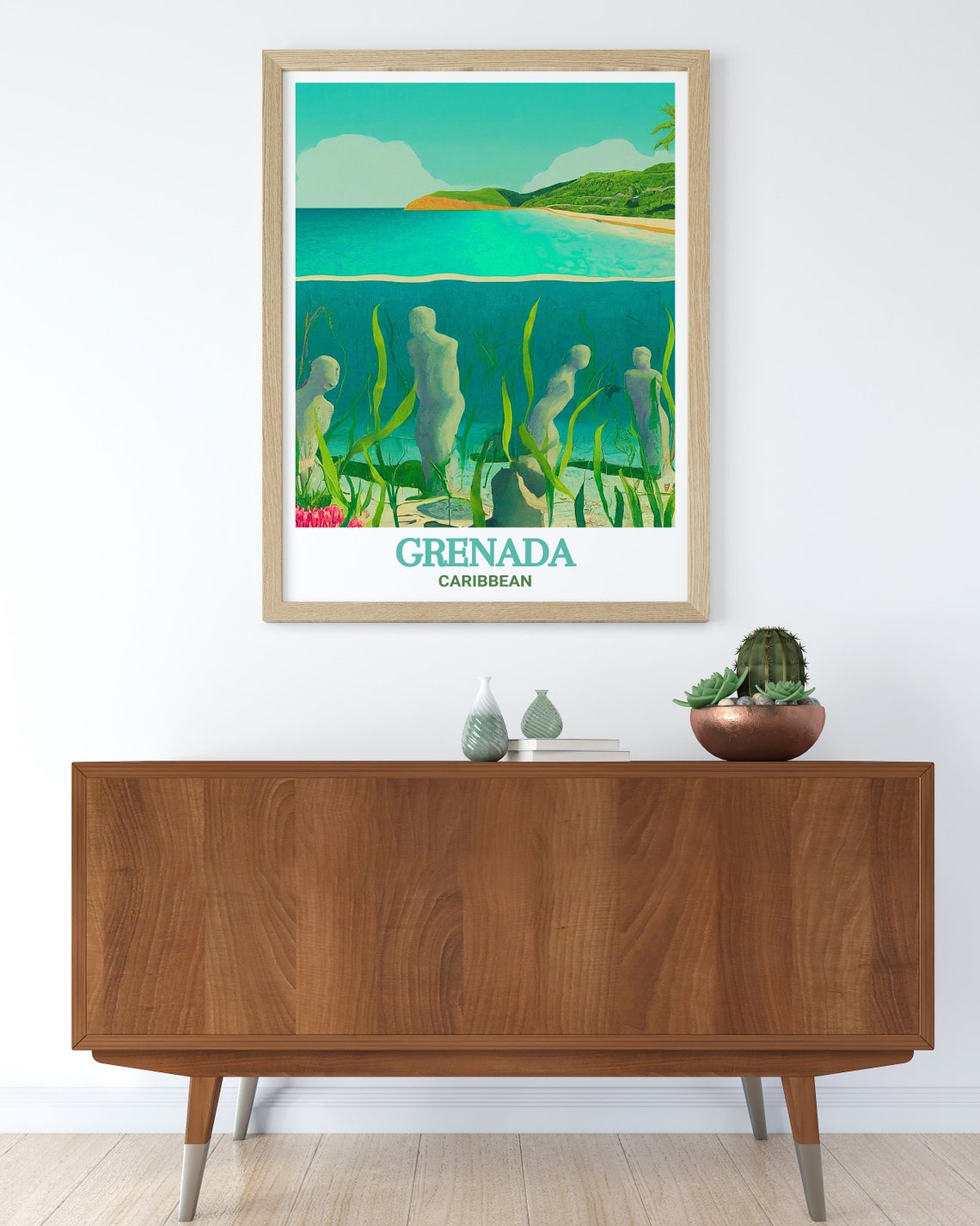 Grenada Underwater Sculpture Park Beneath Waves Caribbean Poster - Image 3