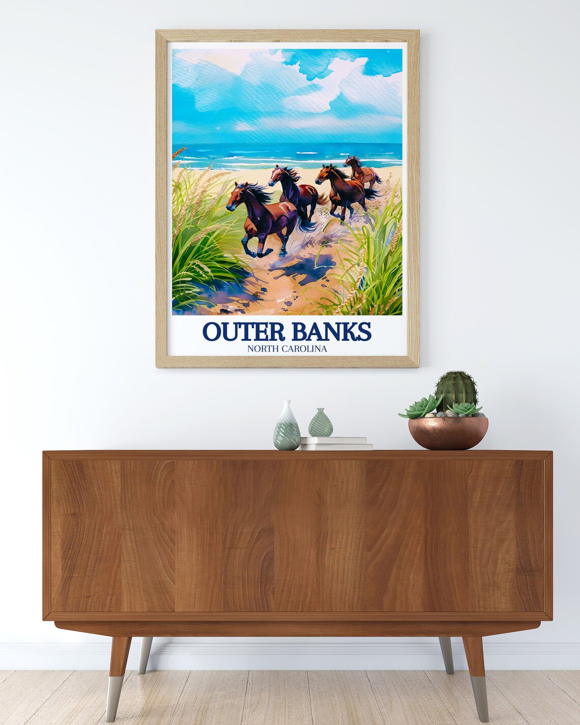 Corolla Wild Horses Travel Poster, Outer Banks - Image 2