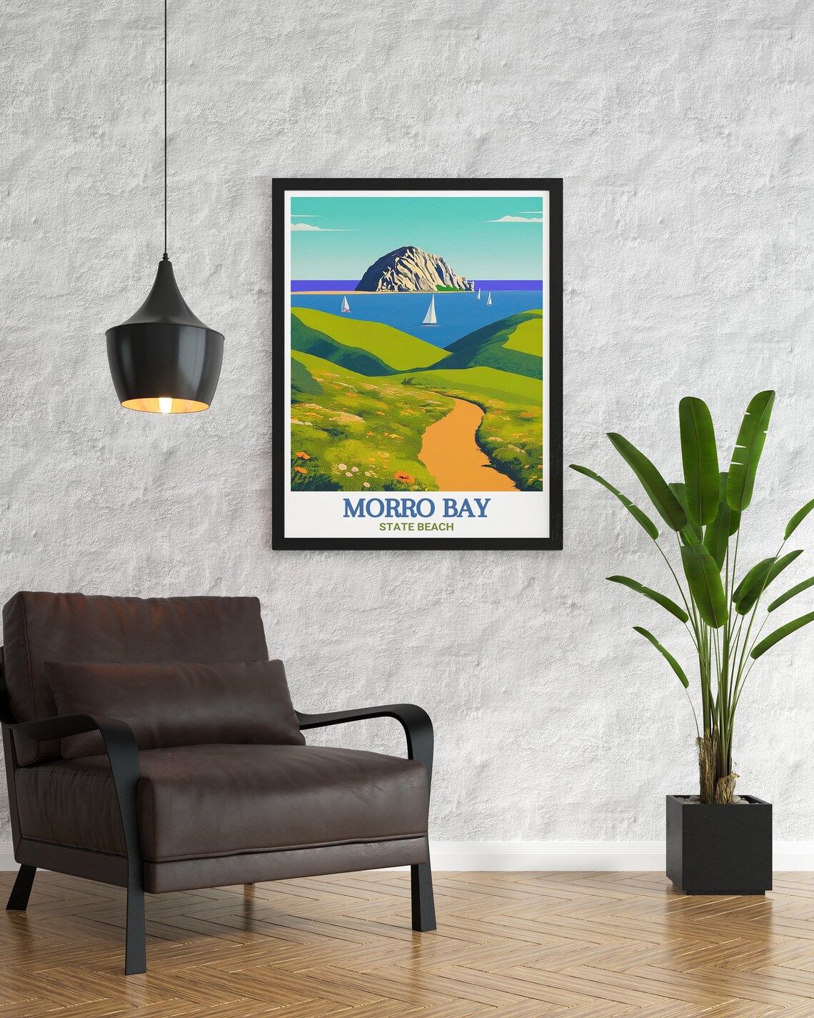 Morro Bay Sailboats And Green Hills California Scenic Travel Poster - Image 3