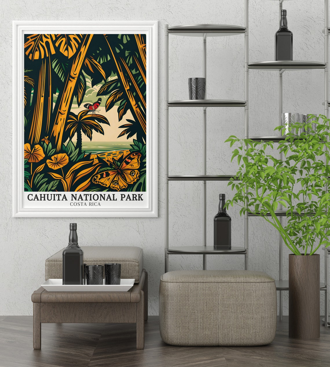 Cahuita National Park Butterfly Jungle Retro Costa Rica Poster - Image 3