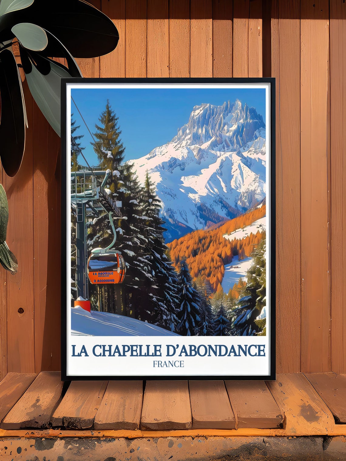 La Chapelle d'Abondance France Poster With Ski Gondola And Snowy Peaks - Image 2