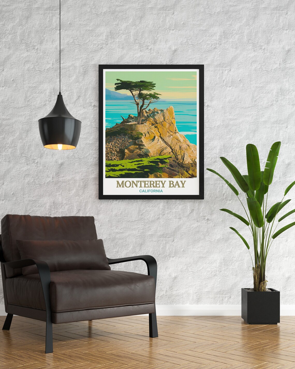 Monterey Bay Lone Cypress 17 Mile Drive California Travel Poster - Image 2