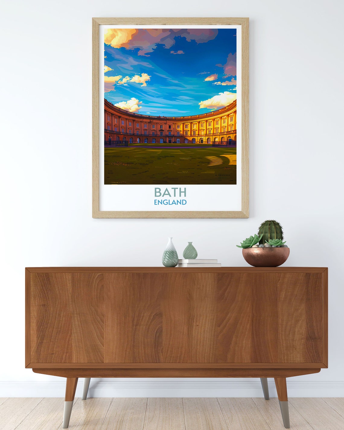 Bath England Royal Crescent Sunset Sky Architecture Travel Poster - Image 3