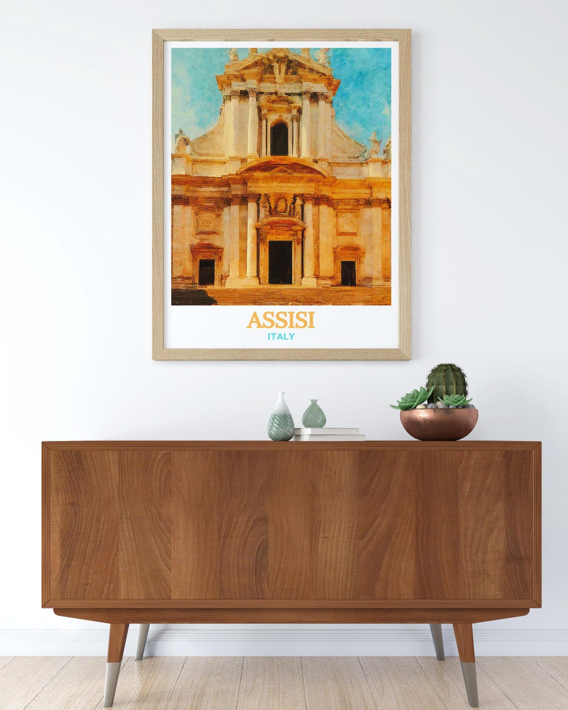 Assisi Italy Grand Basilica Facade Golden Sunlight Travel Poster - Image 2