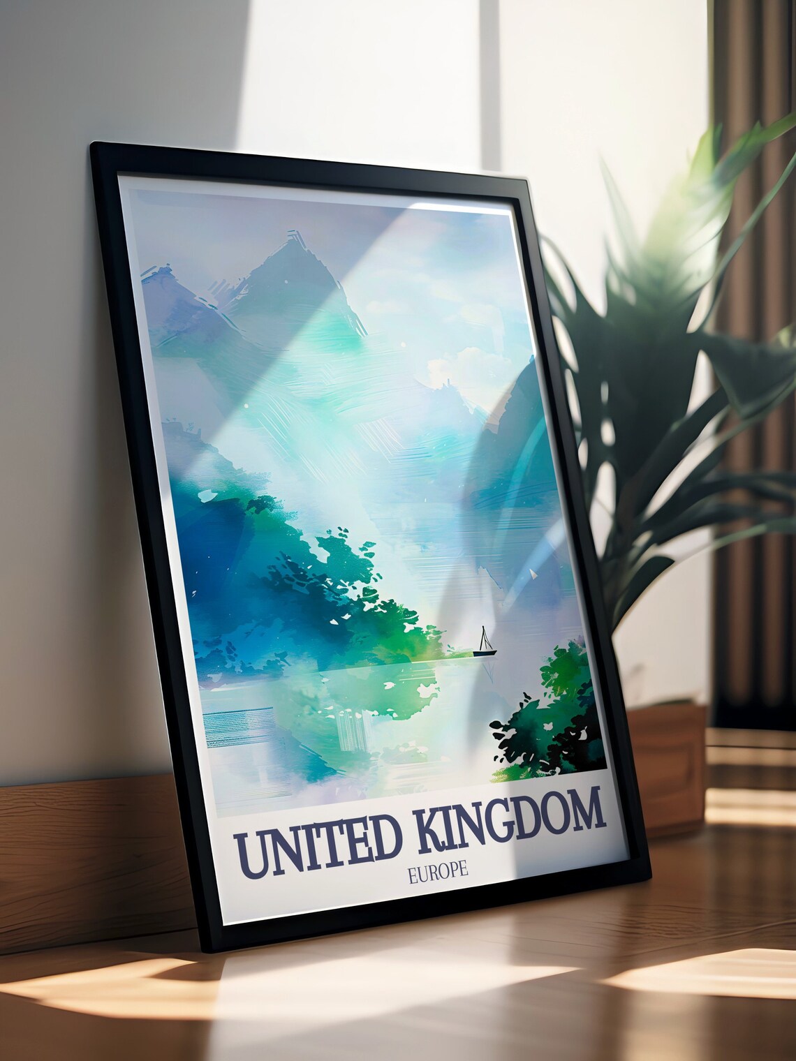 Loch Ness Scottish Highlands Misty Sailboat Loch Travel Poster - Image 3