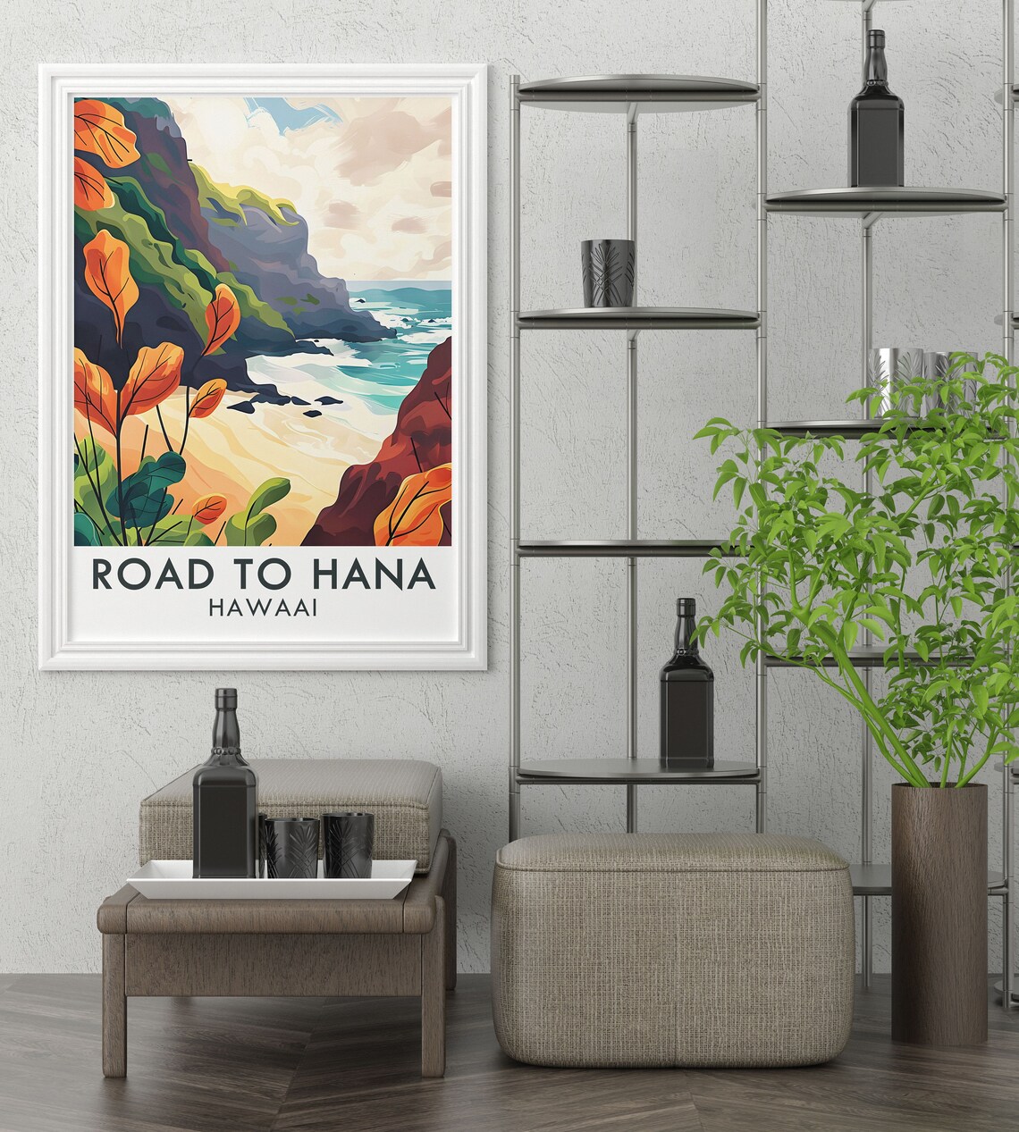 Road to Hana Hawaii Tropical Cove Golden Coastline Travel Poster - Image 3