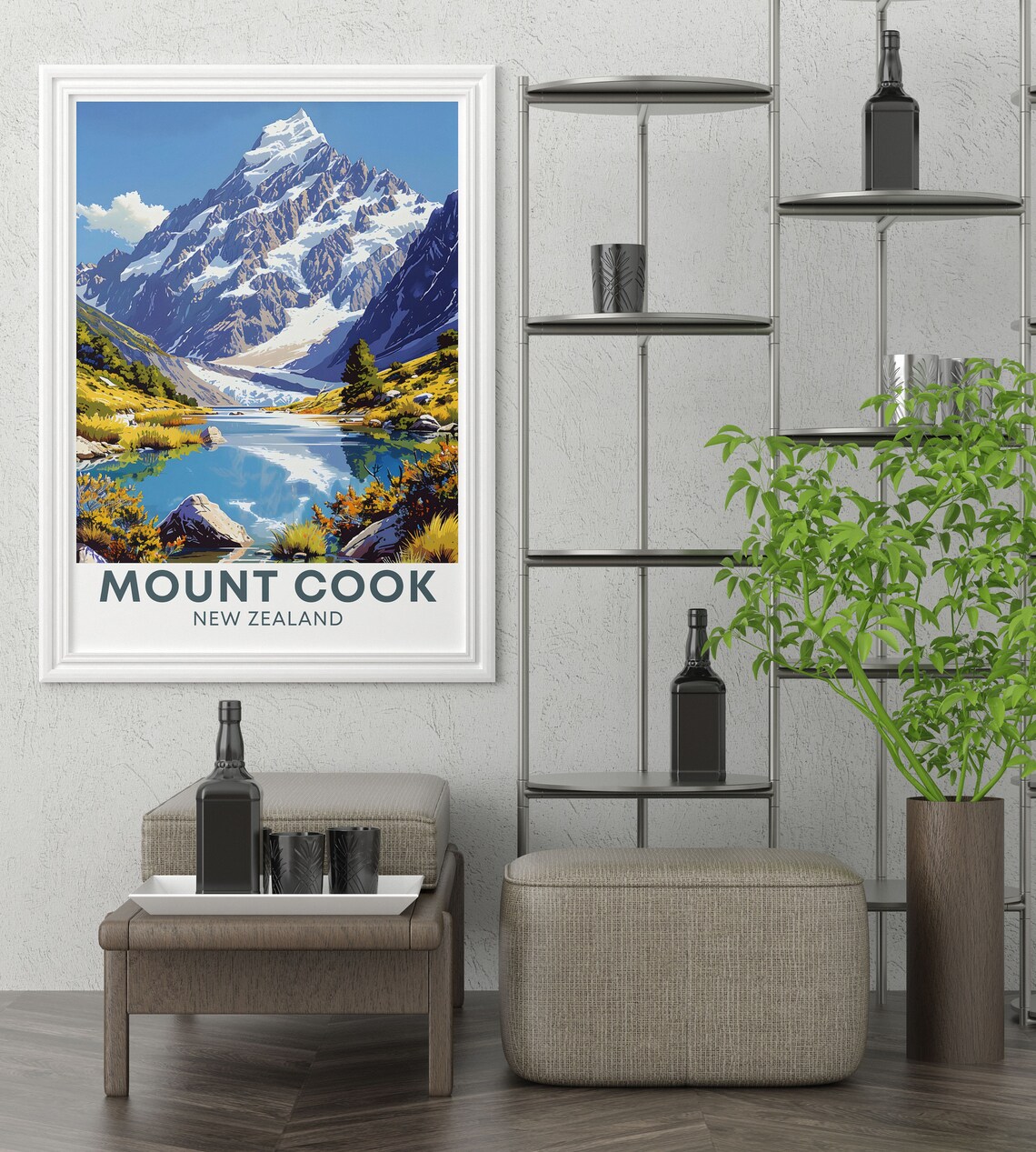 Mount Cook Alpine Lake Mirror Reflection New Zealand Travel Poster - Image 3