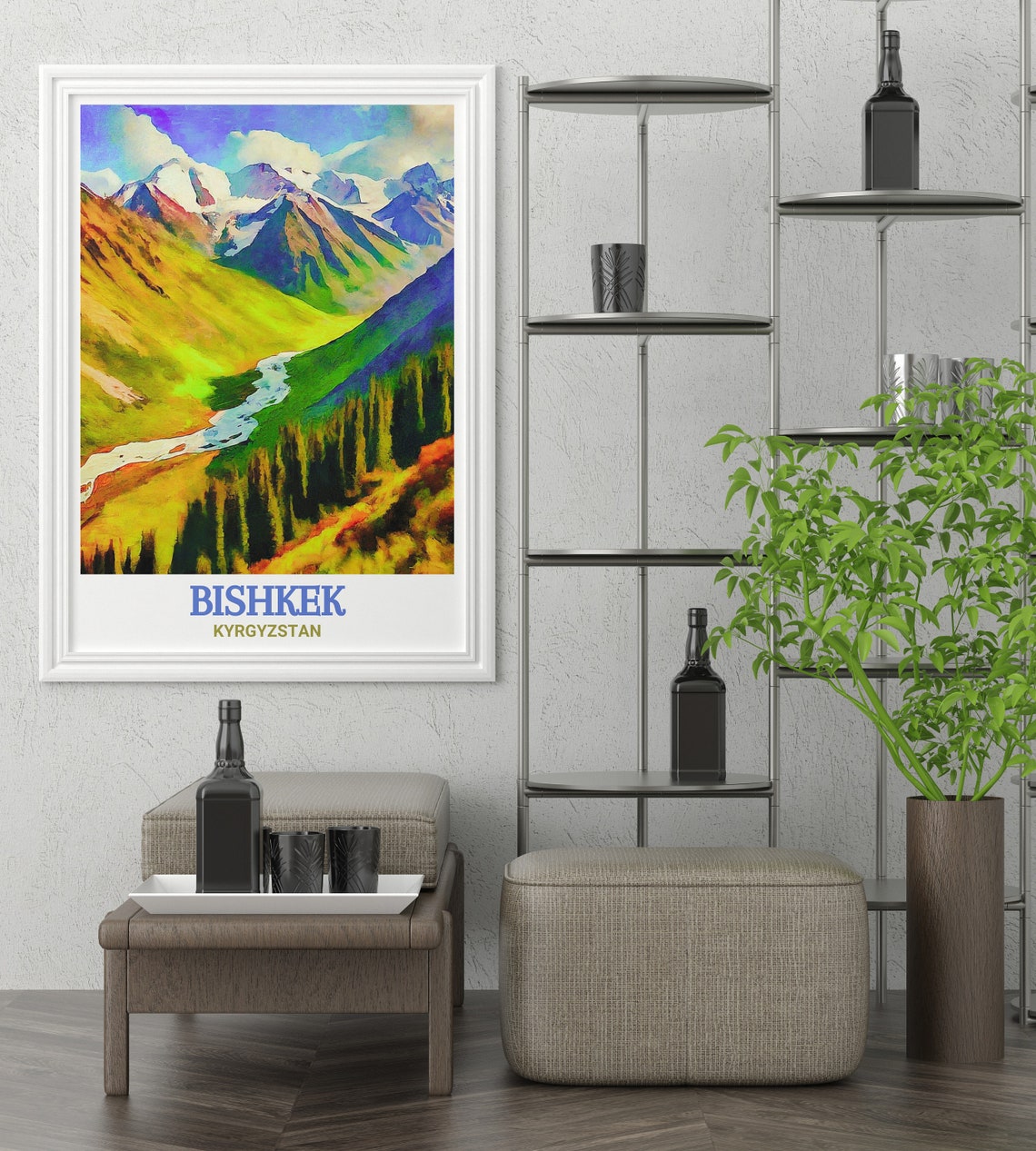 Bishkek Ala Archa Snowy Peaks and Green River Valley Art Poster - Image 2