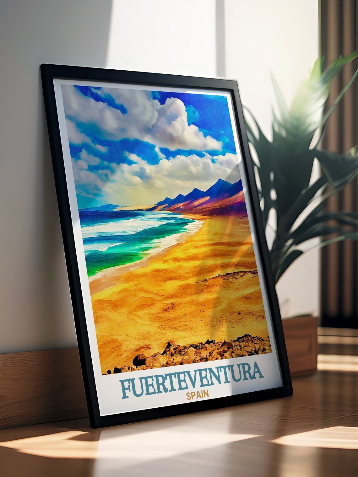 Fuerteventura Cofete Beach Golden Sand Turquoise Sea Spain Poster - Image 2