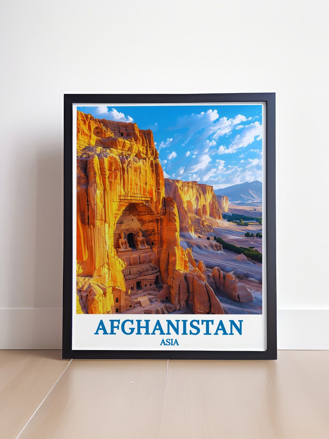 Afghanistan Bamiyan Cliffs Ancient Buddha Niches Asia Travel Poster - Image 4
