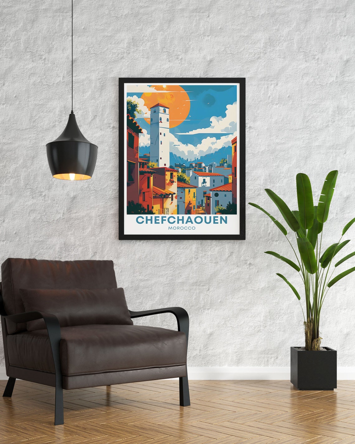 Chefchaouen Morocco Bell Tower Sun Old Town Streets Travel Poster - Image 3