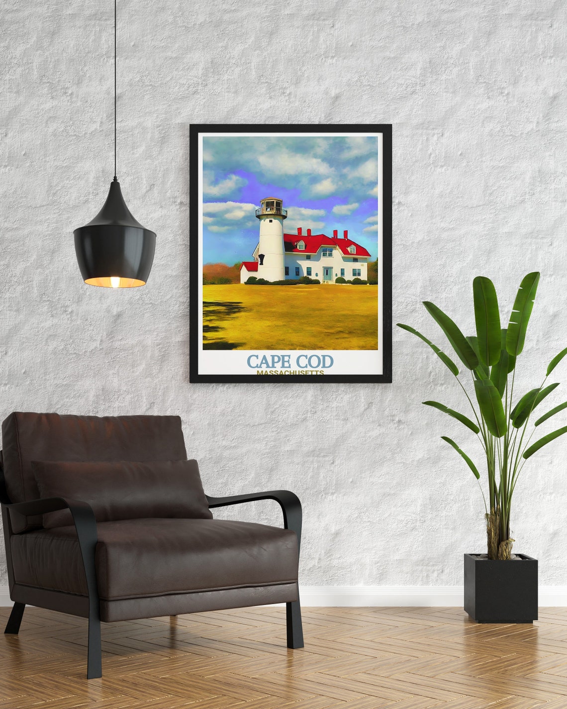 Cape Cod Massachusetts Chatham Lighthouse White Red Roof Poster - Image 3