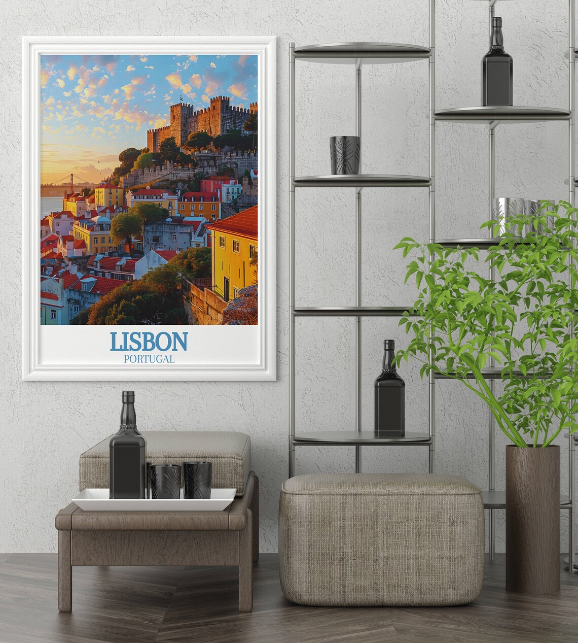 Lisbon Sao Jorge Castle Sunset Alfama Rooftops Portugal Poster - Image 3