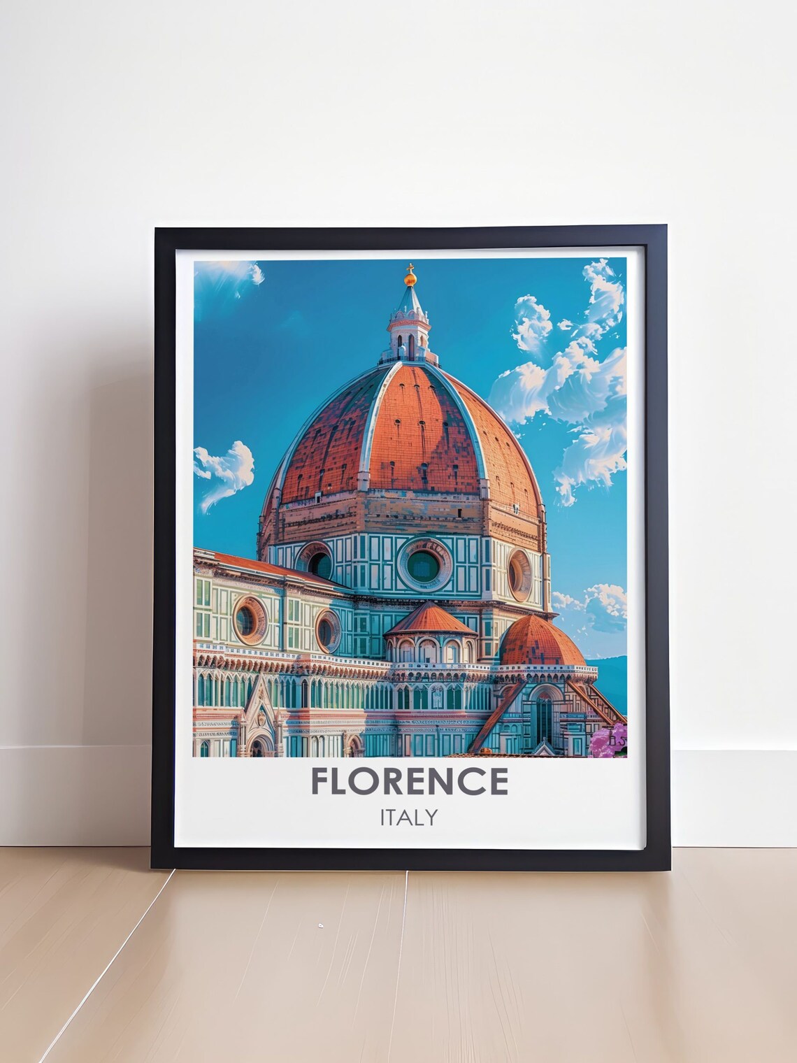 Florence Italy Travel Poster Duomo Cathedral Dome Close Up Art - Image 4