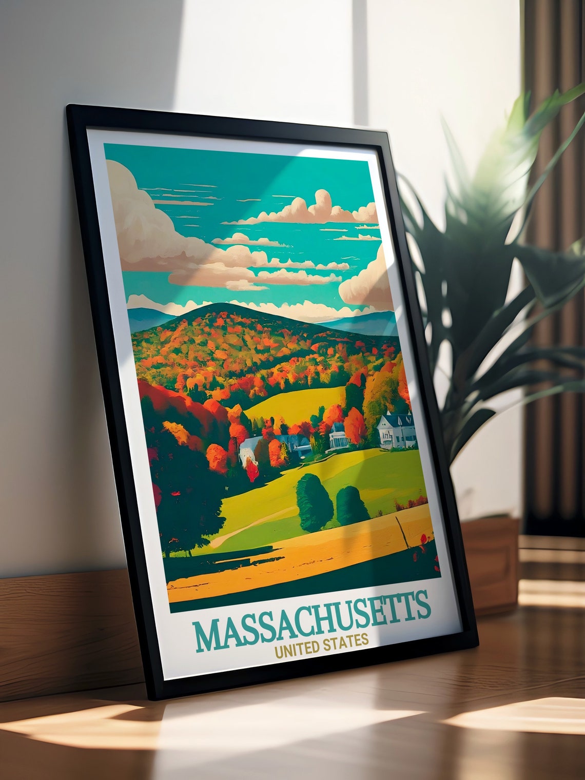 Massachusetts The Berkshires Fall Foliage Mountains Travel Poster - Image 3