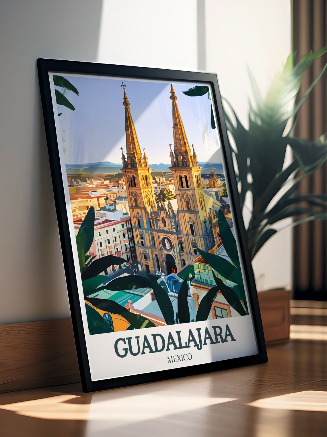 Guadalajara Mexico Cathedral Golden Hour Twin Spires Travel Poster - Image 2