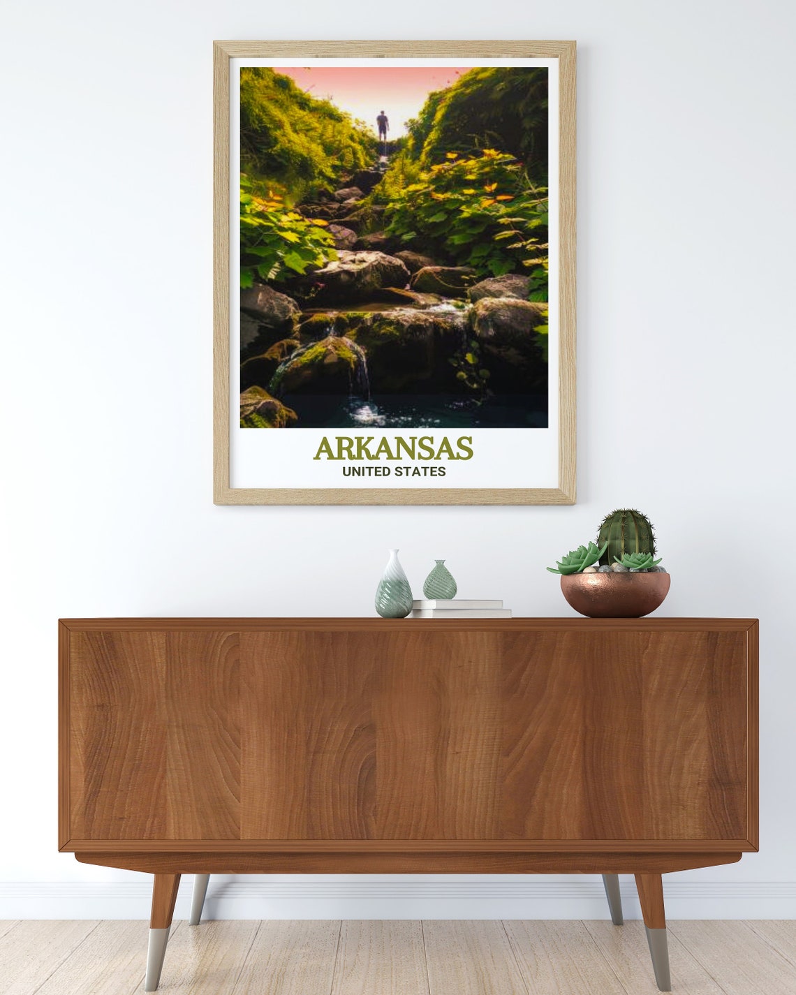 Arkansas Hot Springs Mossy Waterfall Hiker Forest Trail Poster - Image 3