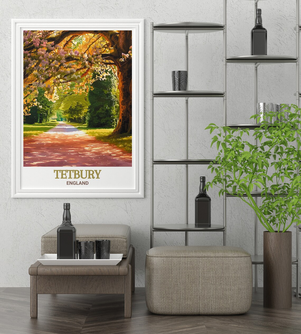 Tetbury England Blossom Tree Avenue Sunlit Park Pathway Poster - Image 3