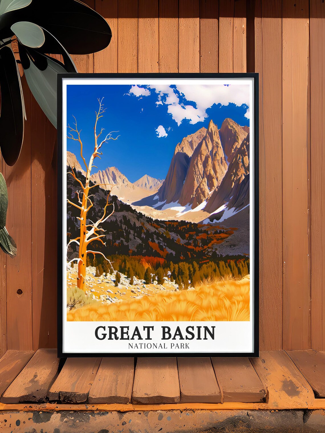 Great Basin National Park Poster Golden Meadow and Rugged Peak View - Image 2