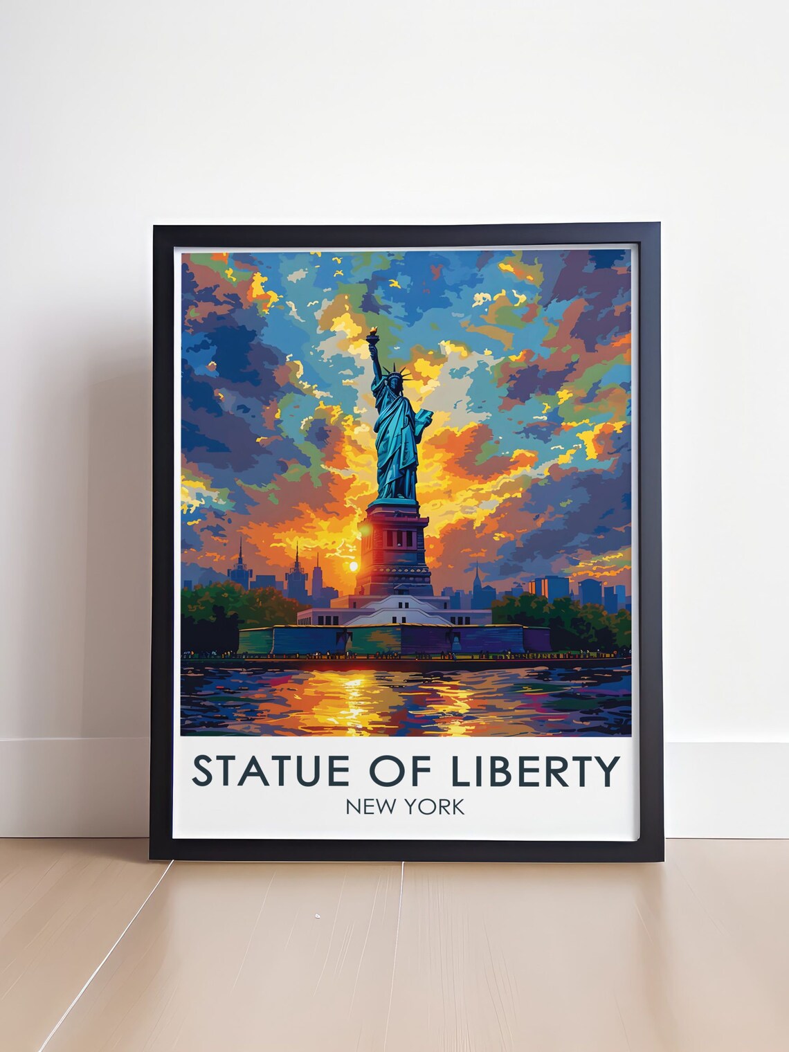 Statue of Liberty at Sunset over Manhattan Skyline New York Poster - Image 4