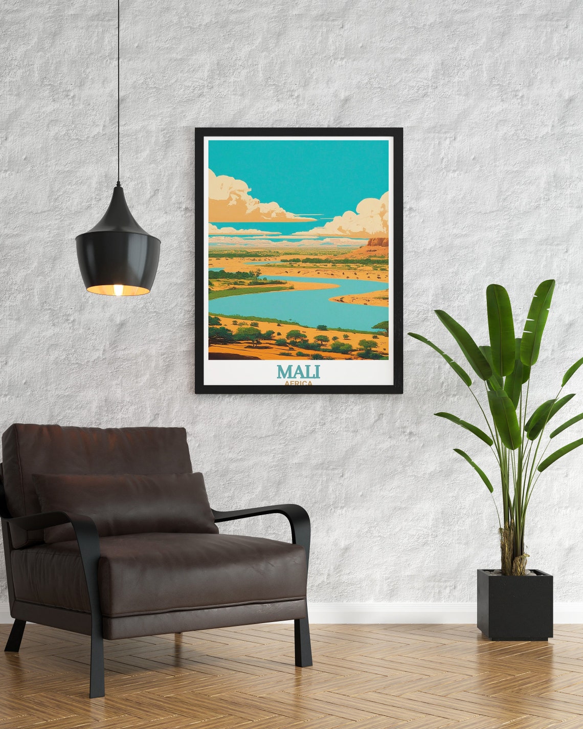 Mali Africa Niger River Desert Oasis Landscape Artwork Scene Poster - Image 3