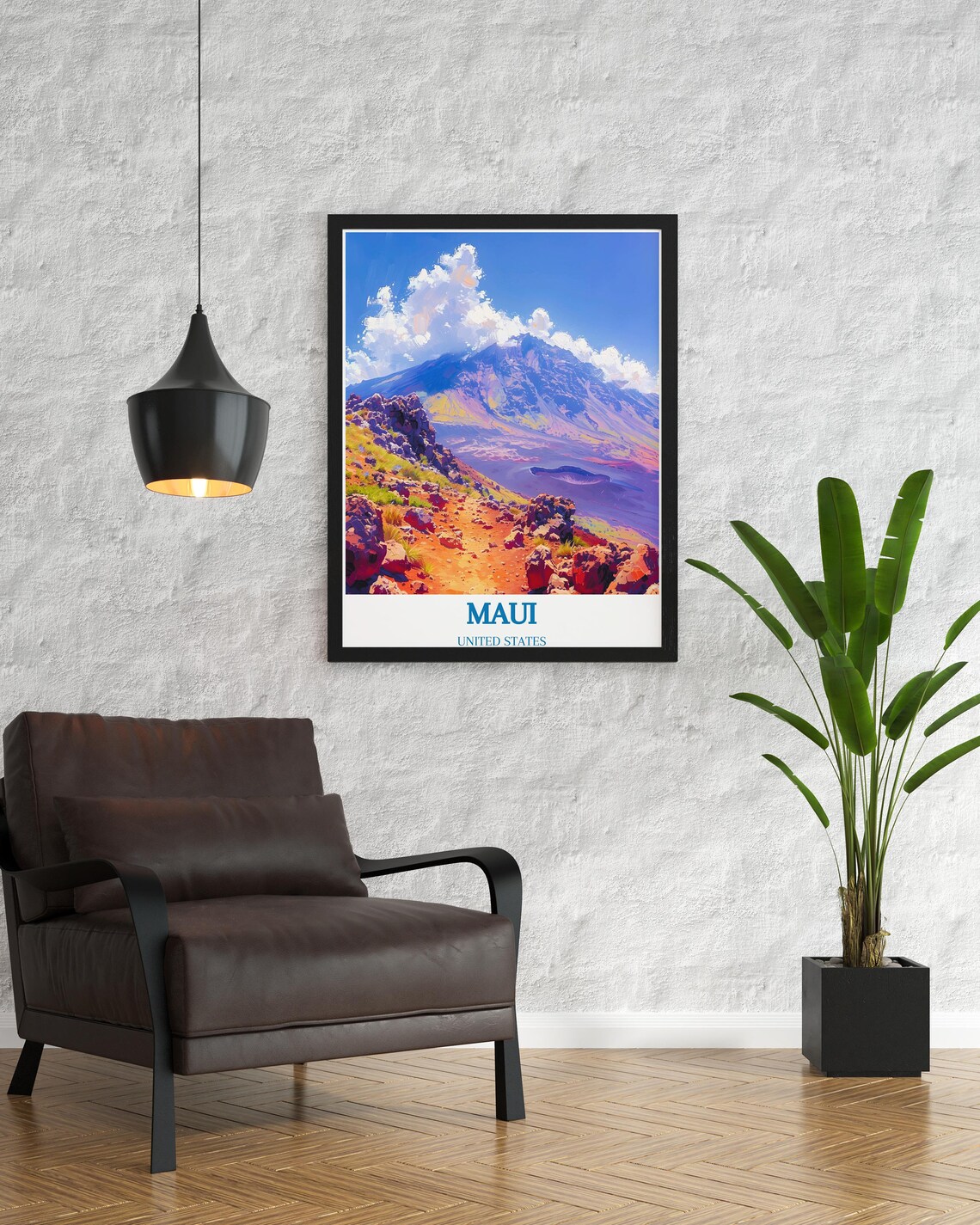 Maui Hawaii Volcano Crater Vibrant Colorful Landscape Travel Poster - Image 2