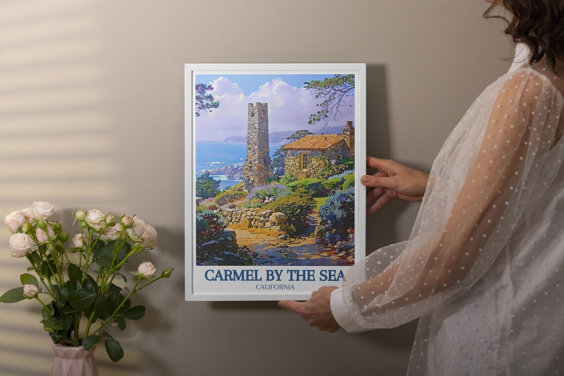 Carmel By The Sea Stone Cottage Tower Overlooking The Ocean Poster - Image 2