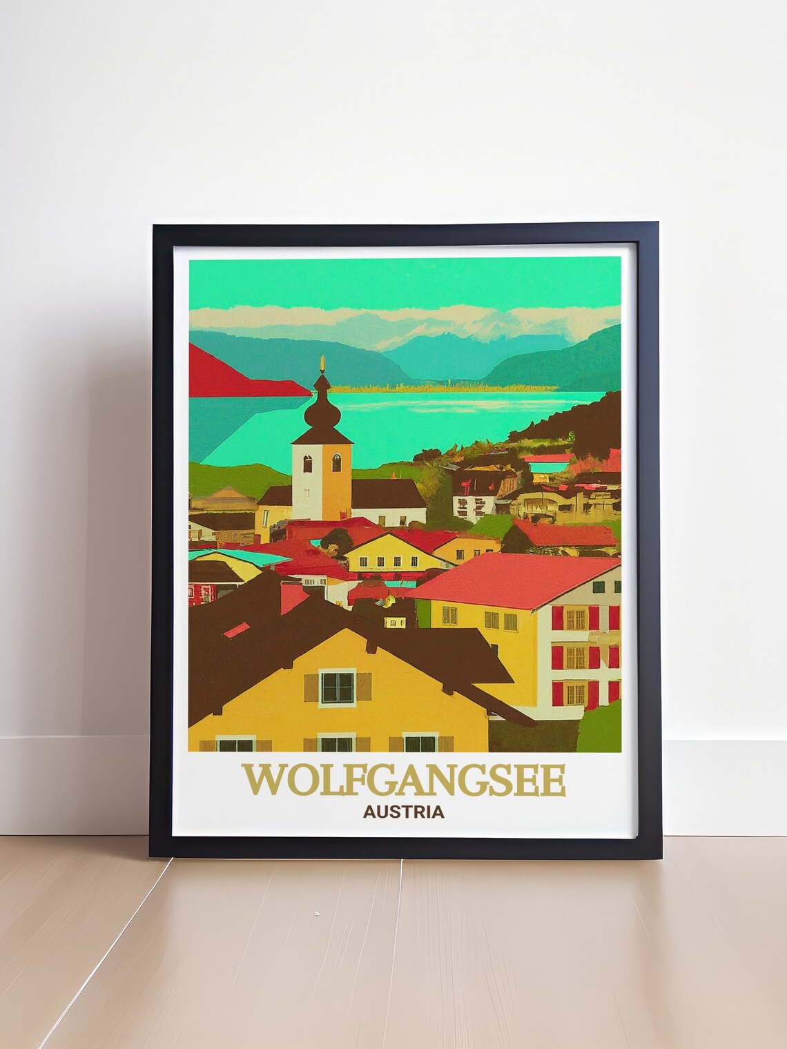 Wolfgangsee Austria Village Red Rooftops Vintage Scenic Travel Poster - Image 4