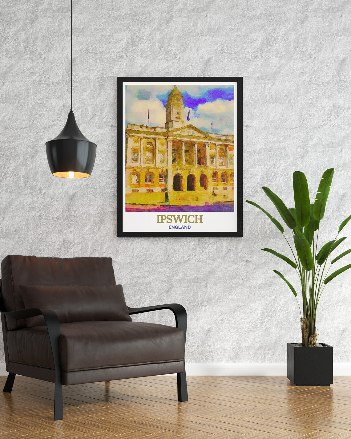 Ipswich Town Hall Facade Watercolor England Architecture Poster - Image 3
