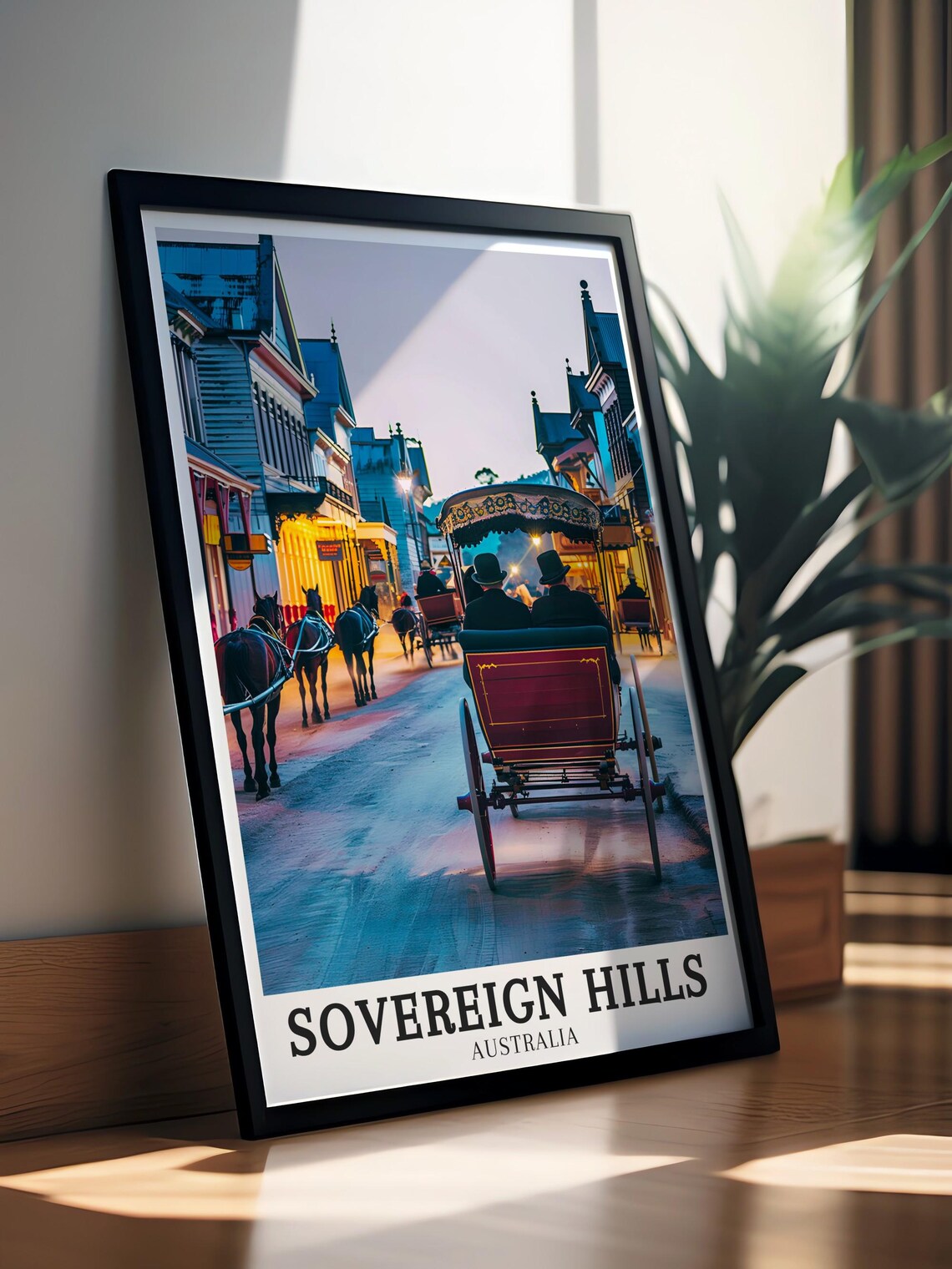 Sovereign Hills Australia Horse Carriage Dusk Street Travel Poster - Image 2