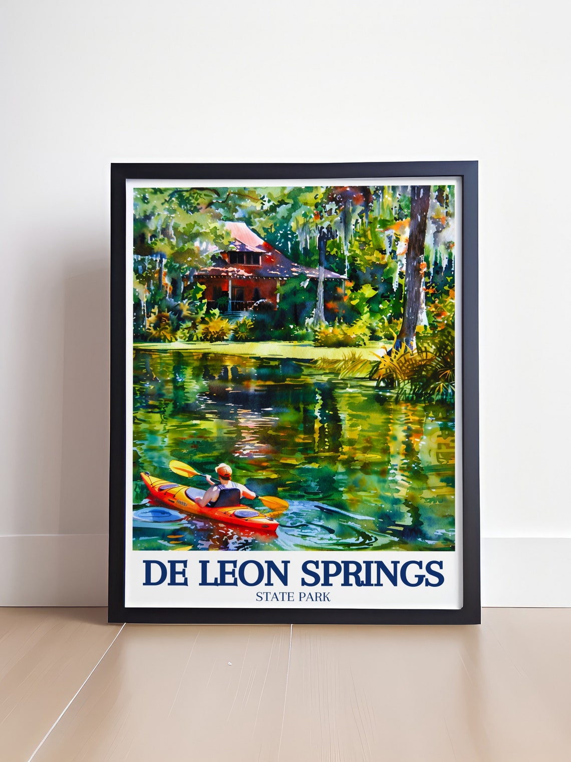De Leon Springs Kayaking Poster Florida State Park Watercolor - Image 4